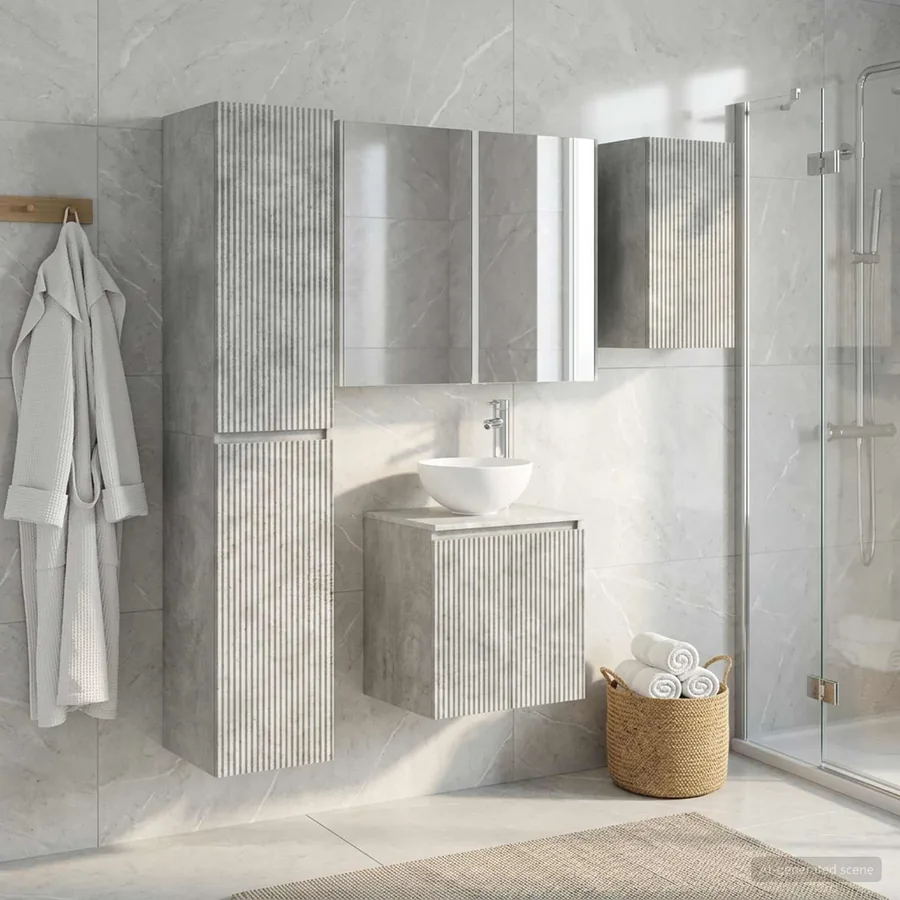 Ensemble d'armoire de salle de bain 5 pcs Gris béton - 4