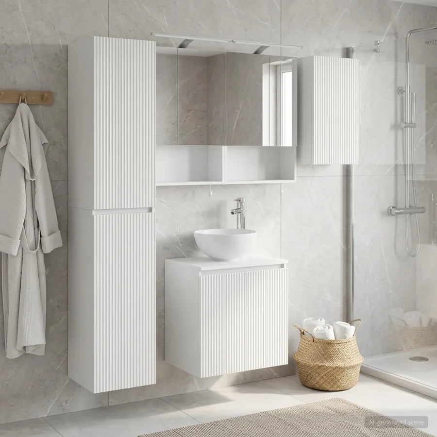 Ensemble d'armoire de salle de bain 5 pcs Blanc