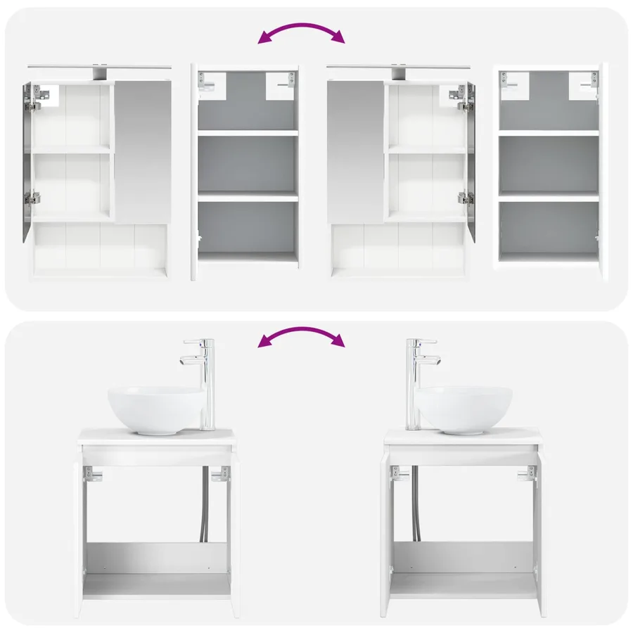 Ensemble d'armoire de salle de bain 5 pcs Blanc - 14