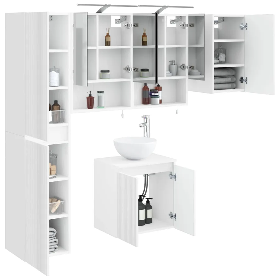 Ensemble d'armoire de salle de bain 5 pcs Blanc - 3