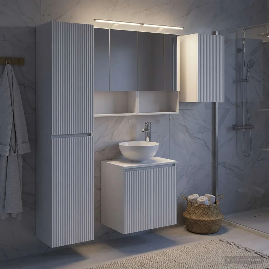 Ensemble d'armoire de salle de bain 5 pcs Blanc - 4
