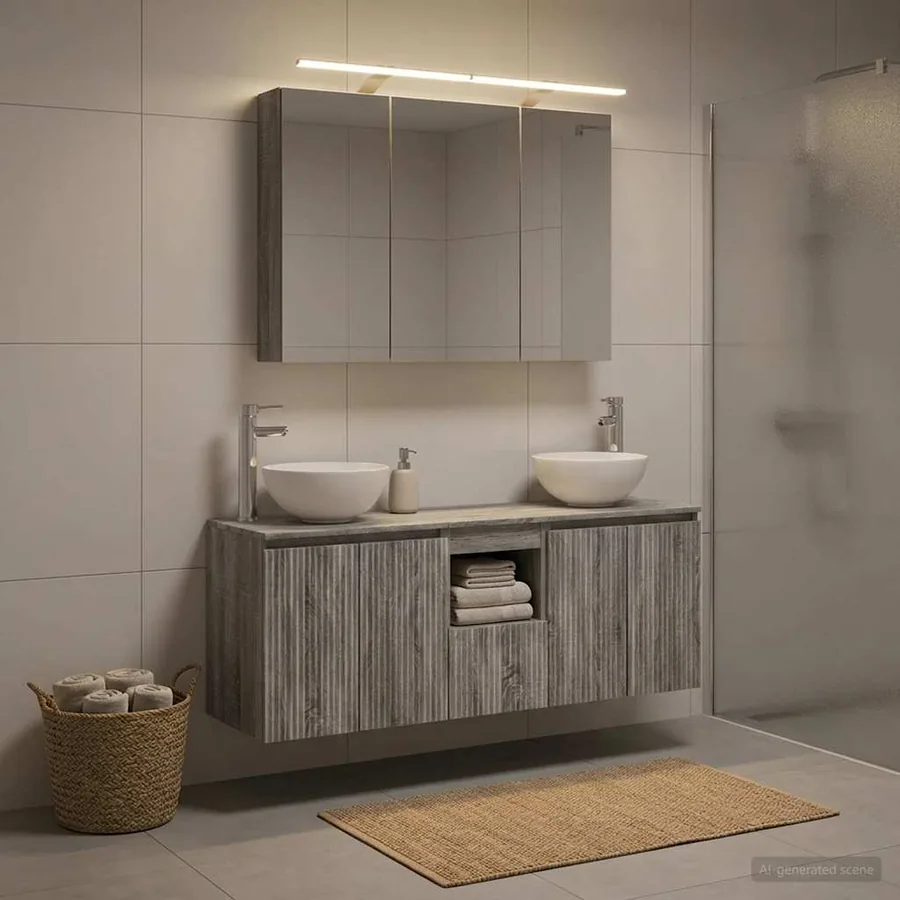 Ensemble d'armoire de salle de bain 4 pcs Sonoma gris