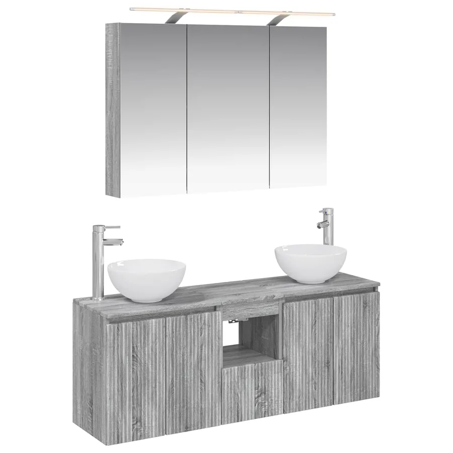 Ensemble d'armoire de salle de bain 4 pcs Sonoma gris - 2