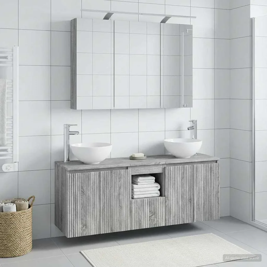 Ensemble d'armoire de salle de bain 4 pcs Sonoma gris - 4