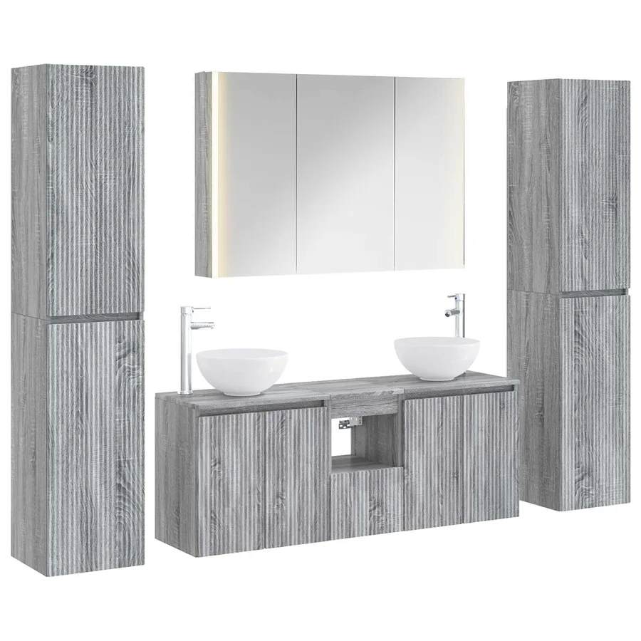 Ensemble de mobilier de salle de bain 6 pcs Sonoma gris - 2