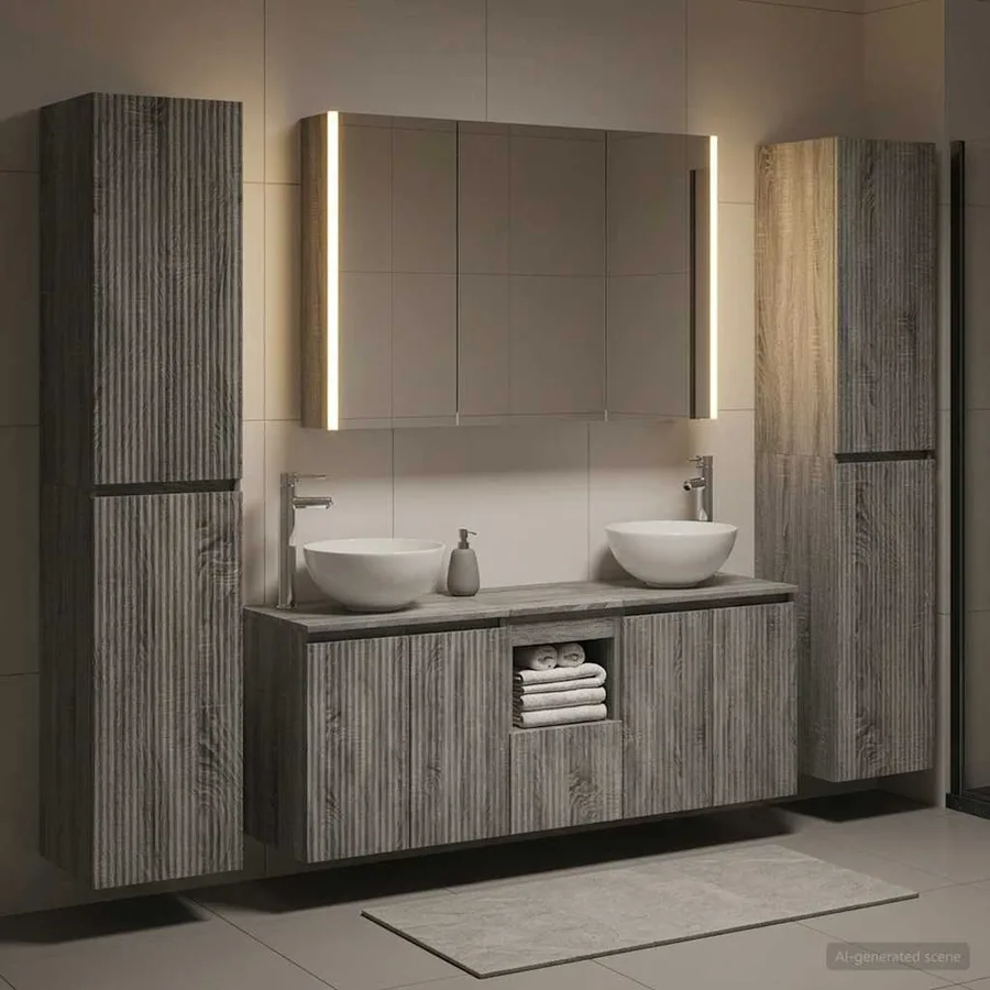 Ensemble de mobilier de salle de bain 6 pcs Sonoma gris - 4