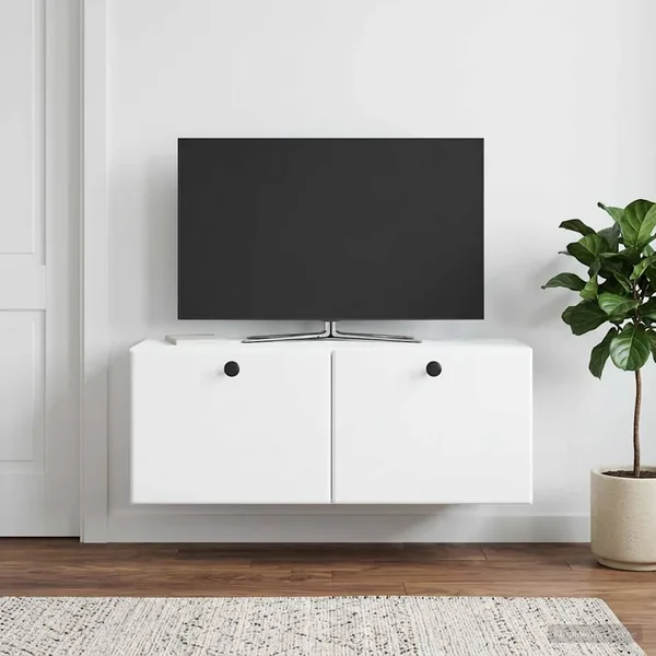 Meuble TV mural 78,5 x 31 x 30 cm Blanc Bois d'ingénierie