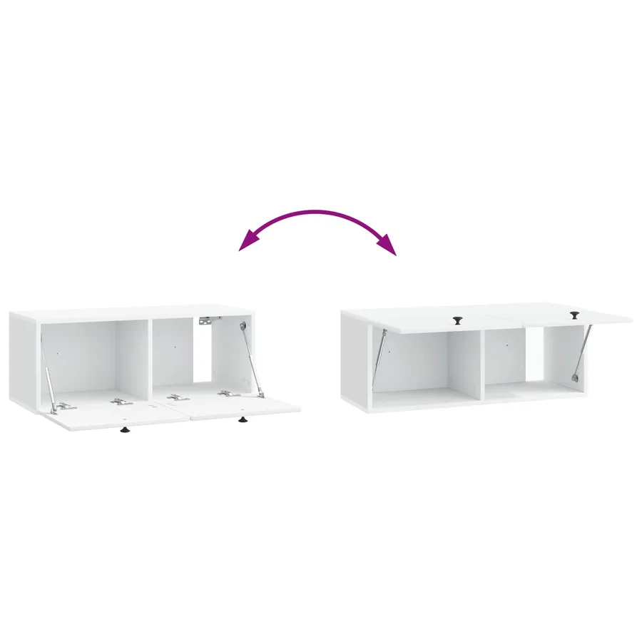 Meuble TV mural 78,5 x 31 x 30 cm Blanc Bois d'ingénierie - 8