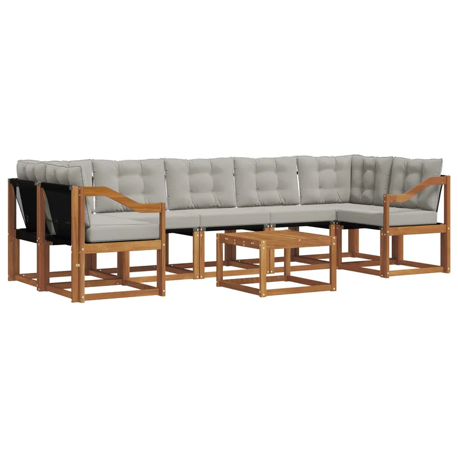 Ensemble de canapés d'extérieur 8 pcs Gris Naturel et Clair - 2