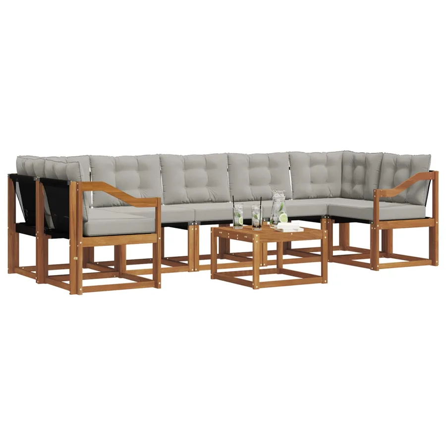 Ensemble de canapés d'extérieur 8 pcs Gris Naturel et Clair - 3