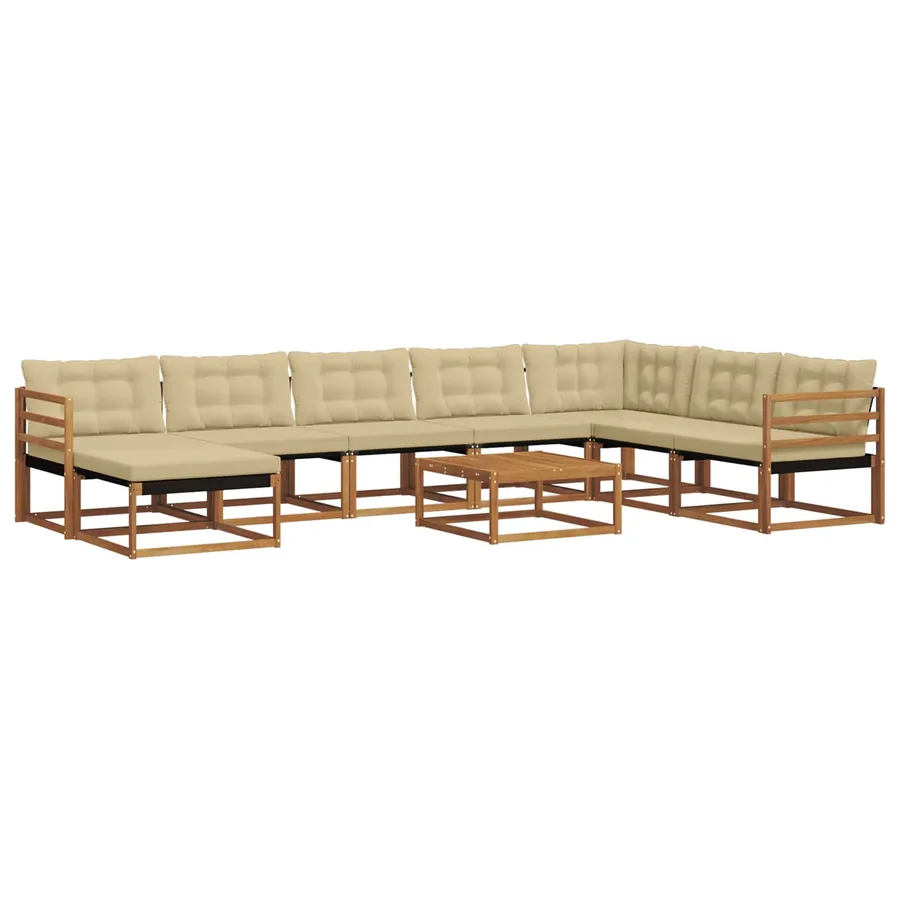 Ensemble de canapés d'extérieur 9 pcs Naturel et Beige - 2