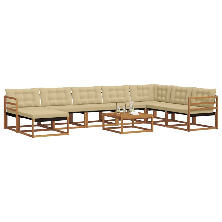 Ensemble de canapés d'extérieur 9 pcs Naturel et Beige - 3