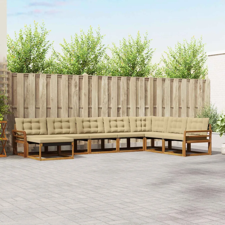 Ensemble de canapés d'extérieur 8 pcs Naturel et Beige