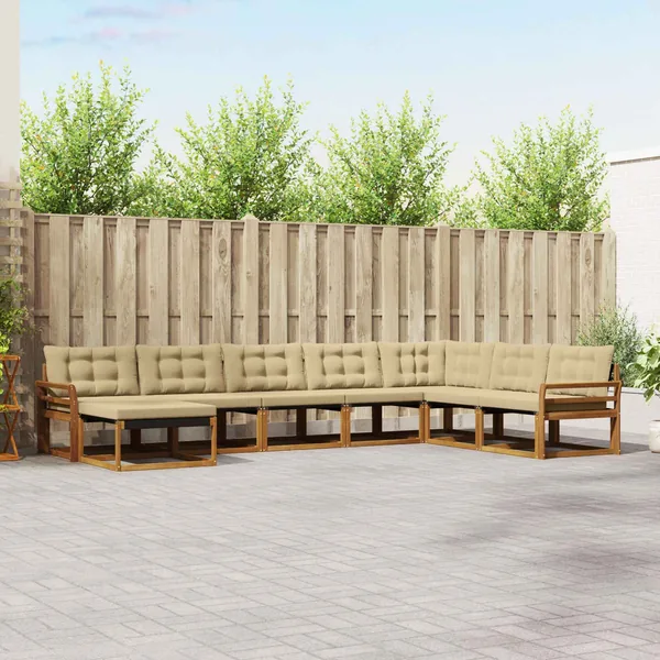 Ensemble de canapés d'extérieur 8 pcs Naturel et Beige