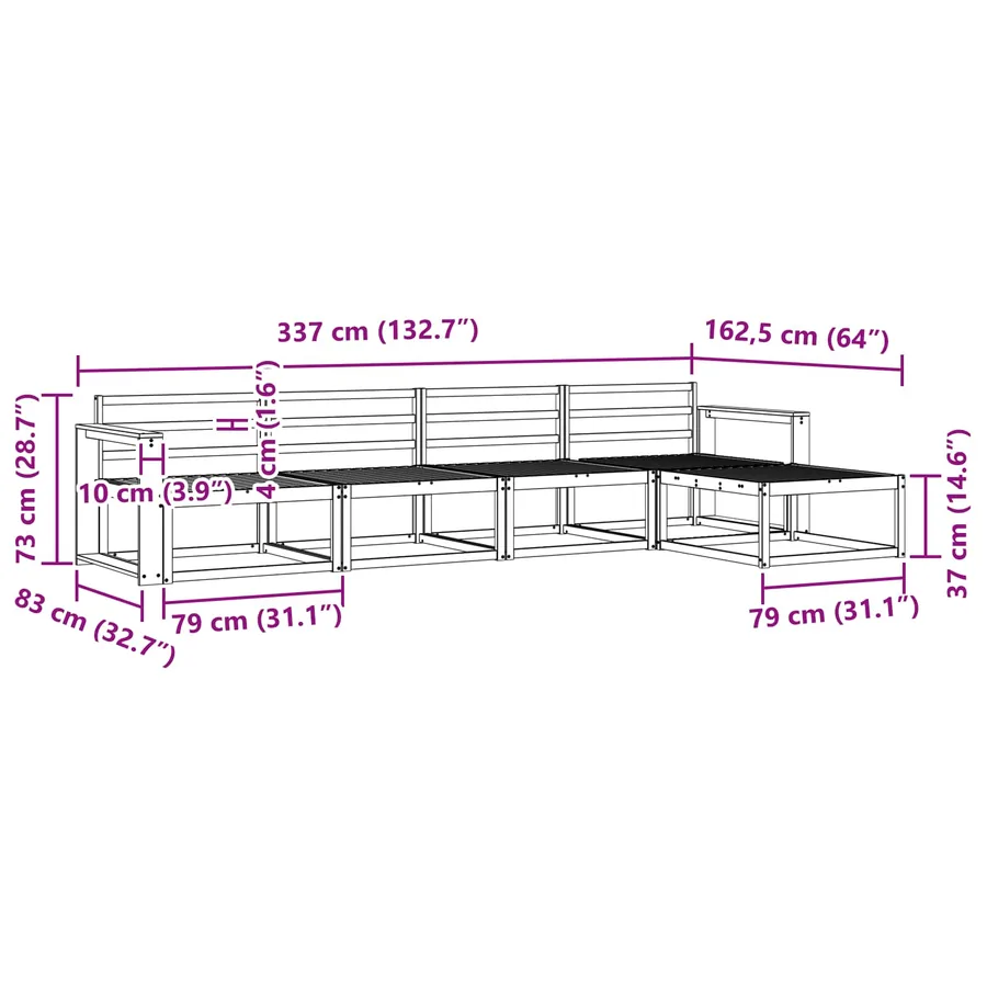 Ensemble de canapés d'extérieur 5 pcs Naturel - 8
