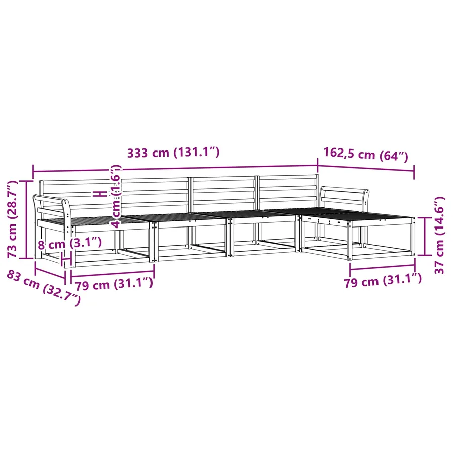 Ensemble de canapés d'extérieur 5 pcs Naturel - 8