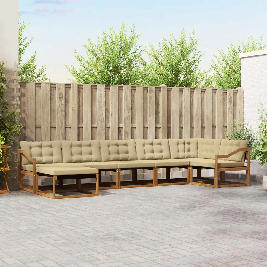 Ensemble de canapés d'extérieur 7 pcs Naturel et Beige