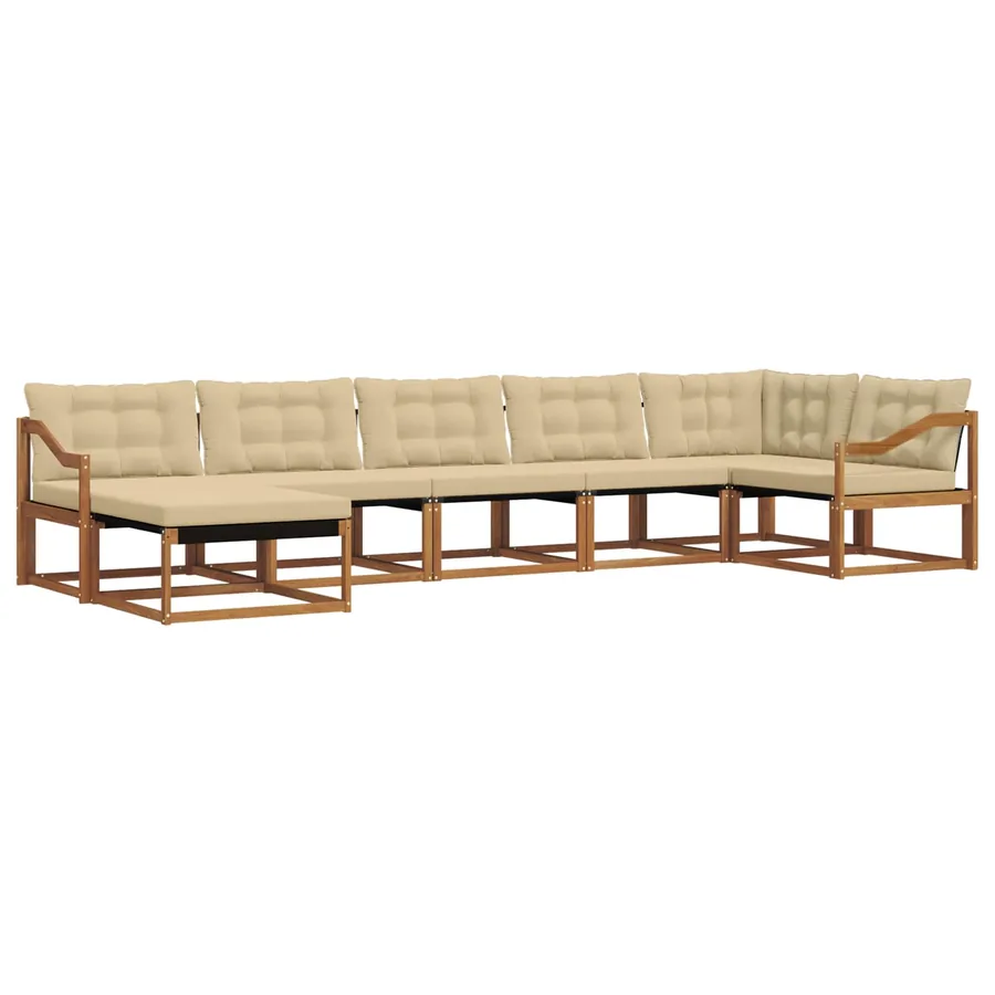 Ensemble de canapés d'extérieur 7 pcs Naturel et Beige - 2