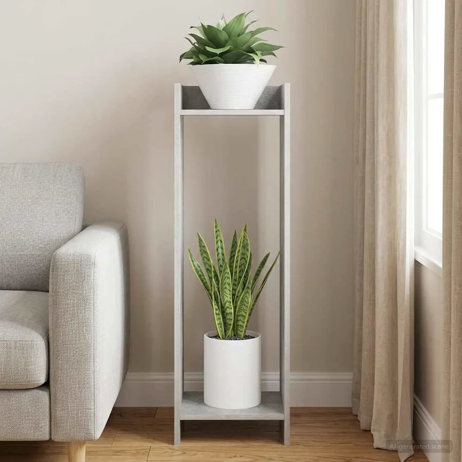 Support de Plante Gris Béton 30 x 30 x 100 cm Bois d’ingénierie