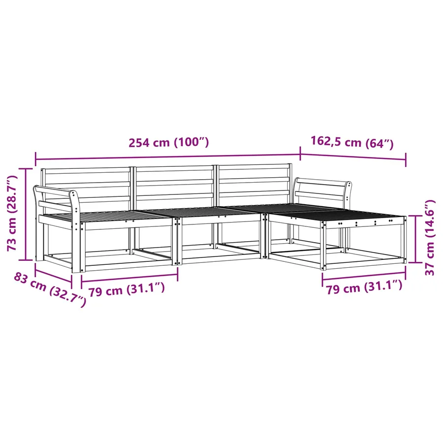 Ensemble de canapés d'extérieur 4 pcs Naturel - 8