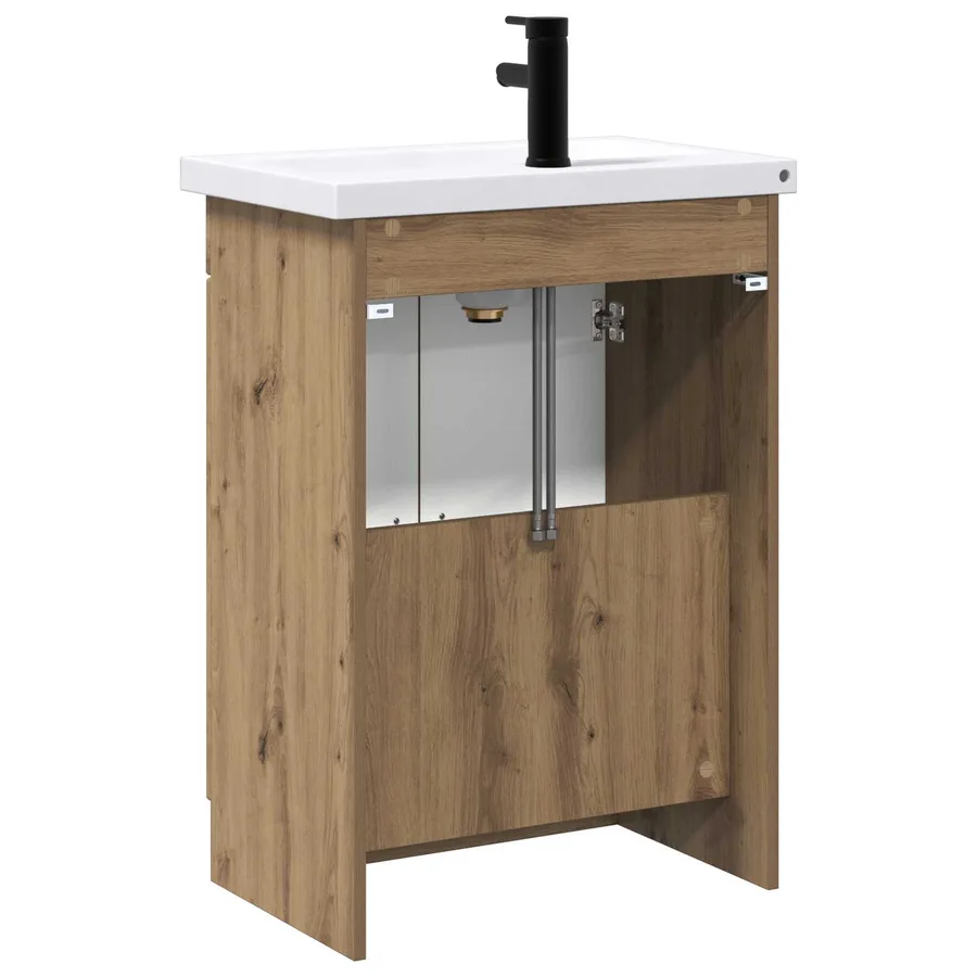 Ensemble de mobilier de salle de bain Chêne artisanal - 7