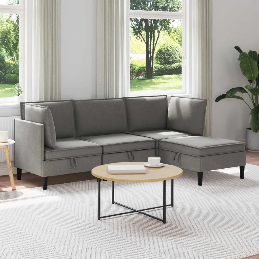 Ensemble de meubles pour le salon 4 pcs Gris foncé Tissu