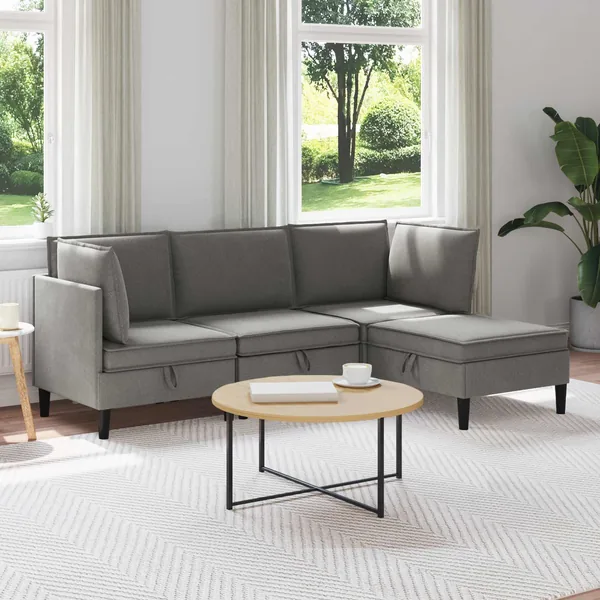 Ensemble de meubles pour le salon 4 pcs Gris foncé Tissu