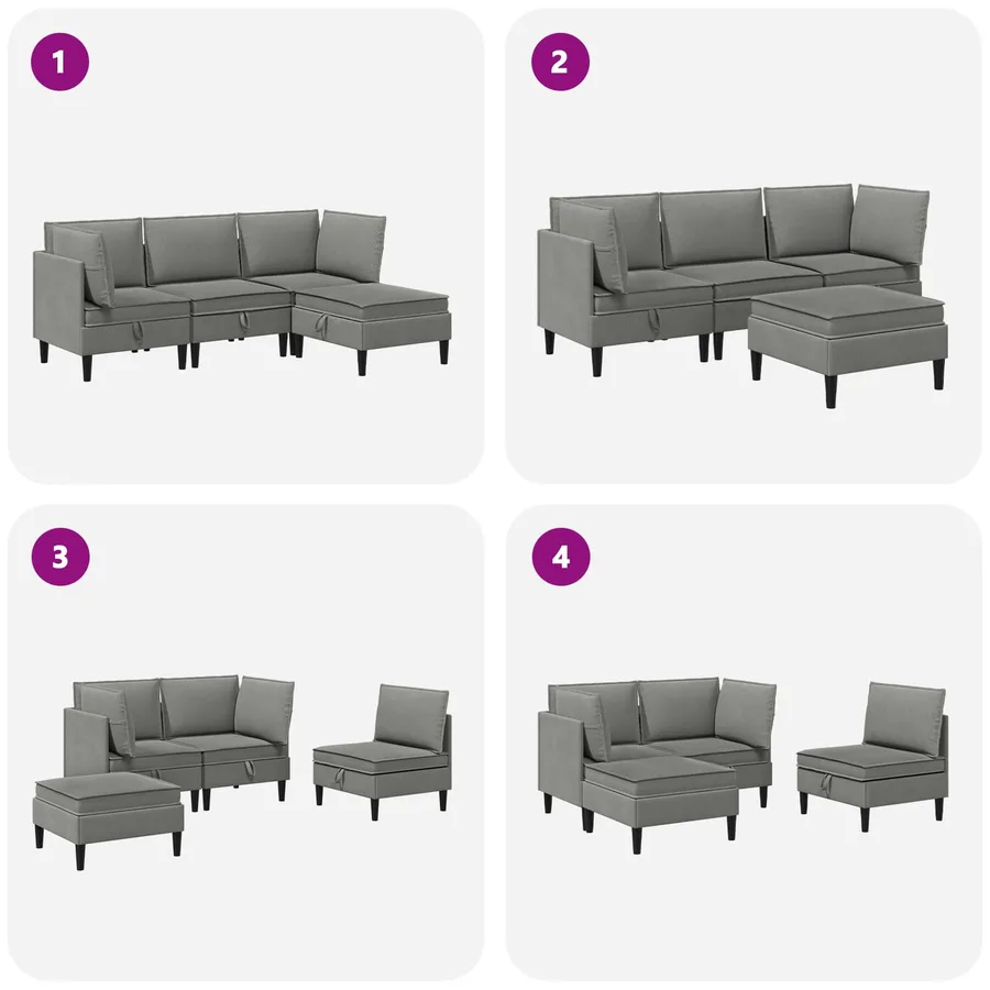 Ensemble de meubles pour le salon 4 pcs Gris foncé Tissu - 11