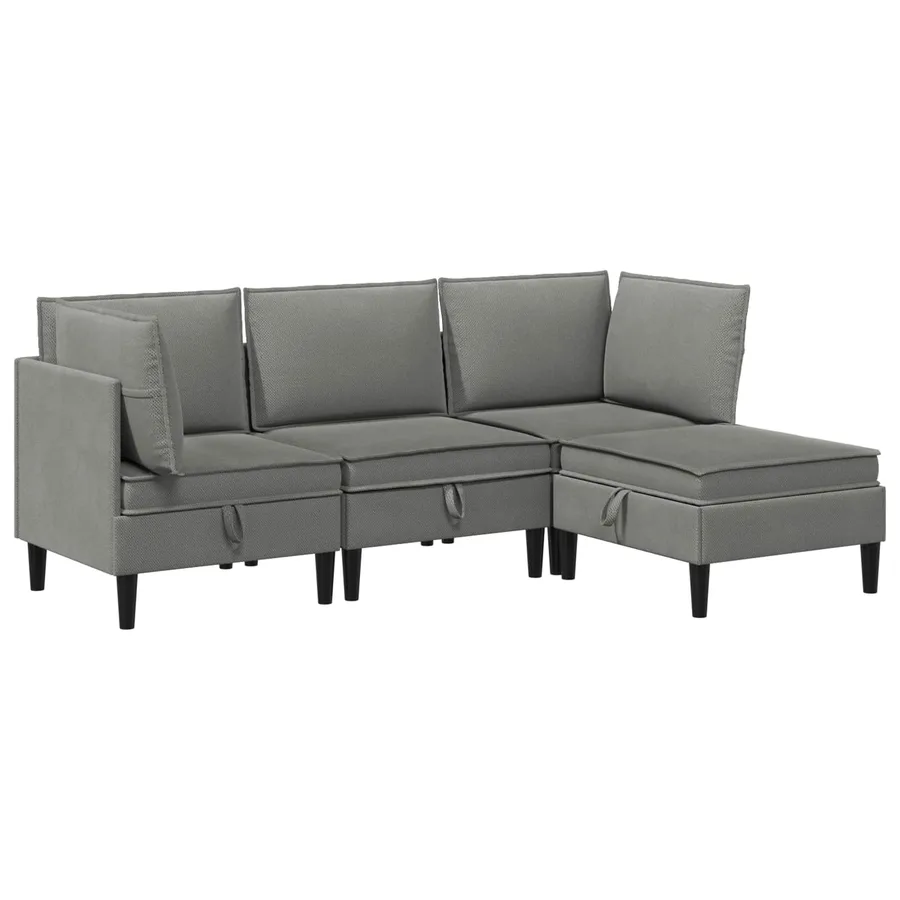 Ensemble de meubles pour le salon 4 pcs Gris foncé Tissu - 2