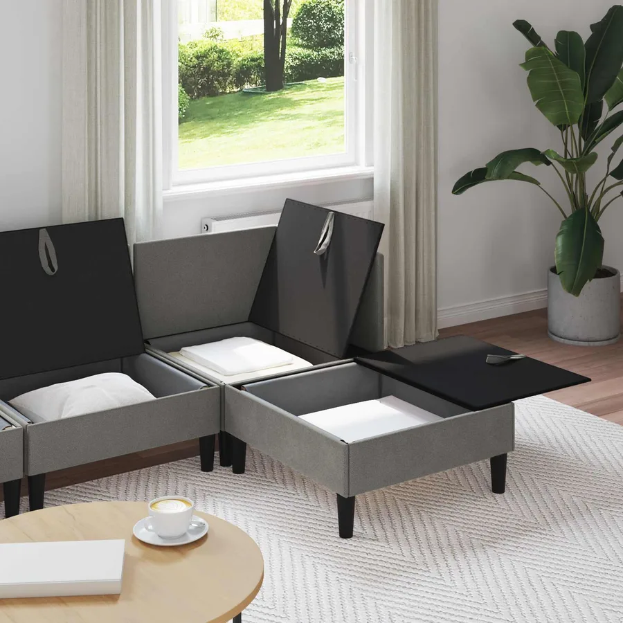 Ensemble de meubles pour le salon 4 pcs Gris foncé Tissu - 3