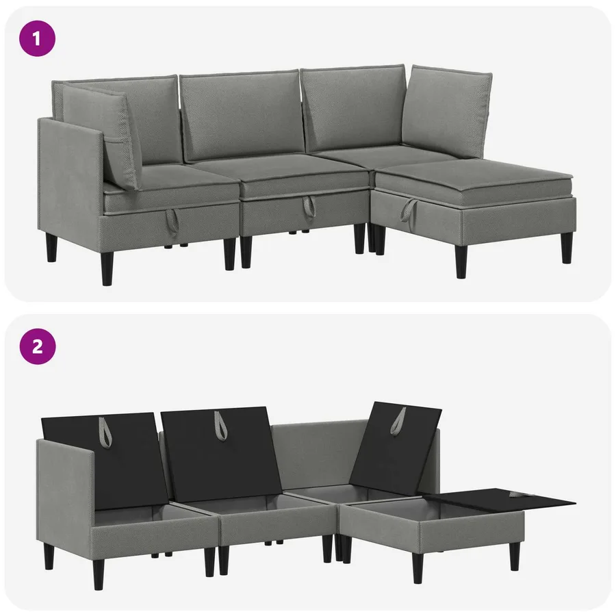 Ensemble de meubles pour le salon 4 pcs Gris foncé Tissu - 8