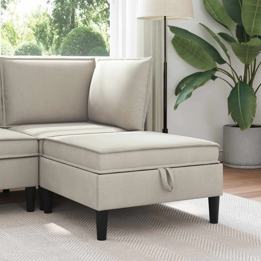 Pouf avec Rangement Avoine Velours