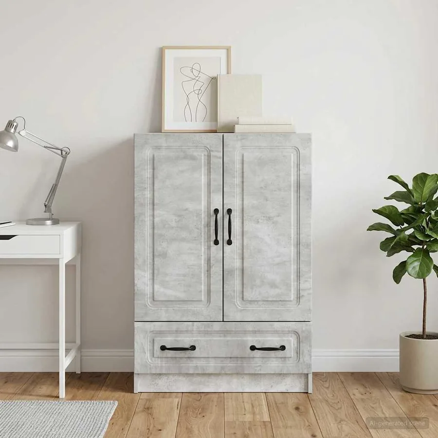Buffet Gris béton 66 x 34,5 x 92 cm Bois d'ingénierie