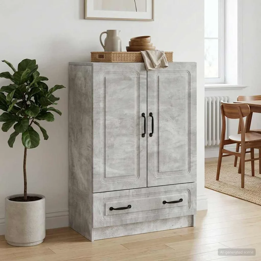 Buffet Gris béton 66 x 34,5 x 92 cm Bois d'ingénierie - 3