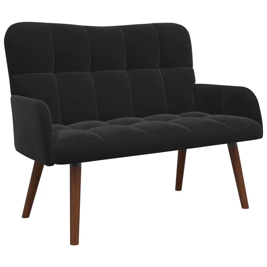 Sofa 2 places Noir 115 x 61 x 87 cm Velours - 2