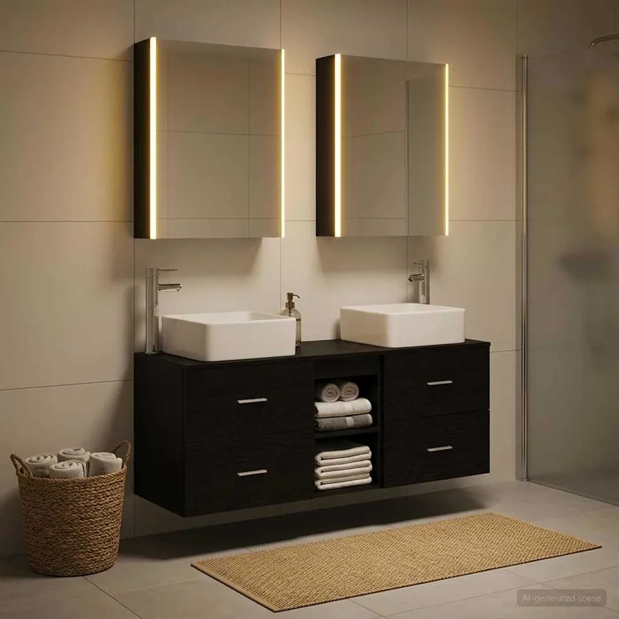 Ensemble de mobilier de salle de bain 5 pcs Chêne noir