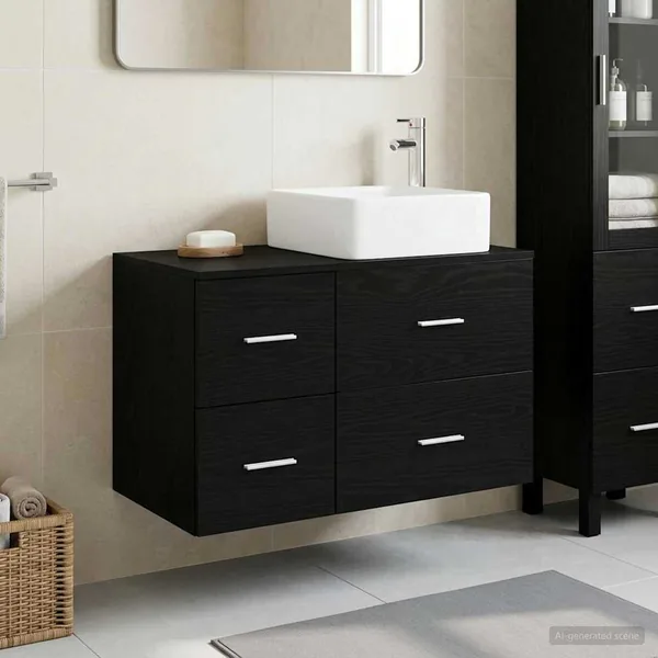 Ensemble de mobilier de salle de bain 2 pcs Chêne noir
