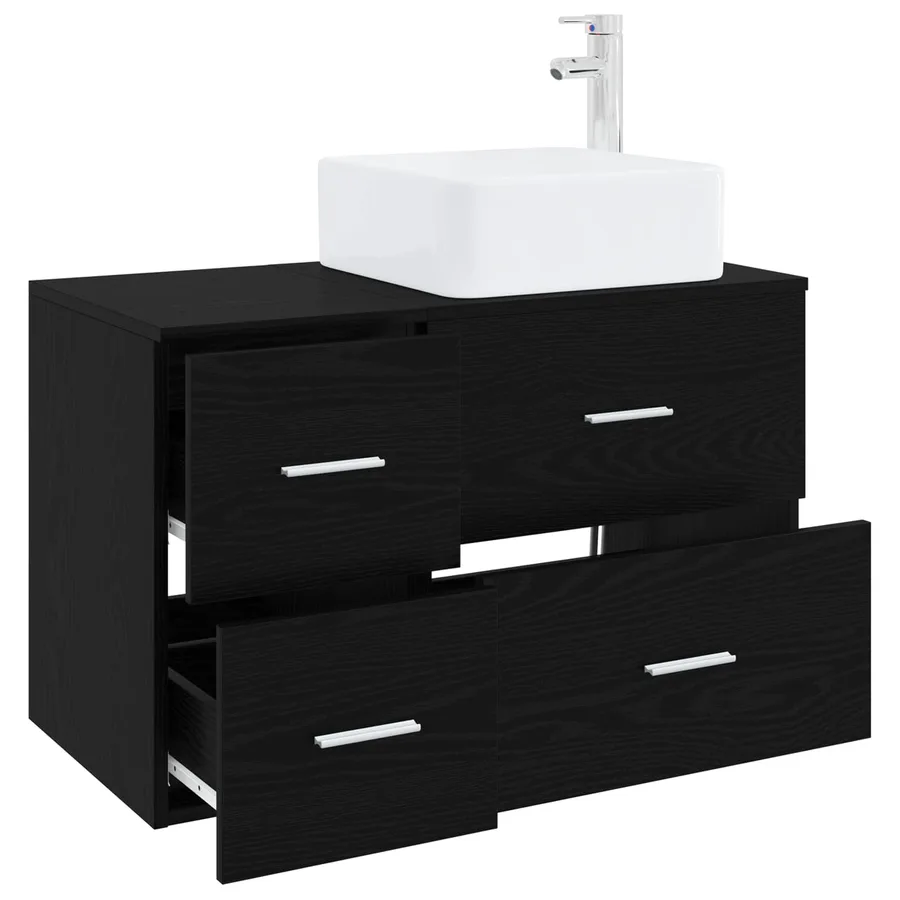 Ensemble de mobilier de salle de bain 2 pcs Chêne noir - 3