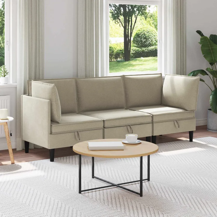 Ensemble de meubles pour le salon 3 pcs Sable Tissu
