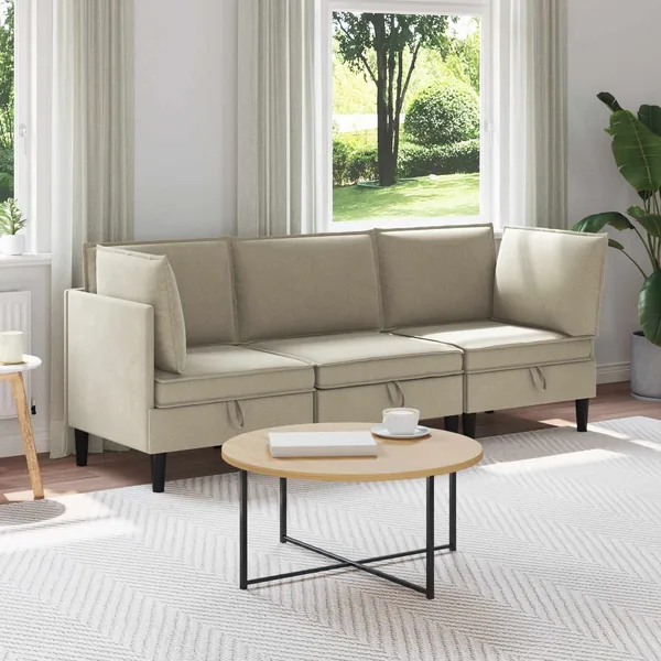 Ensemble de meubles pour le salon 3 pcs Sable Tissu