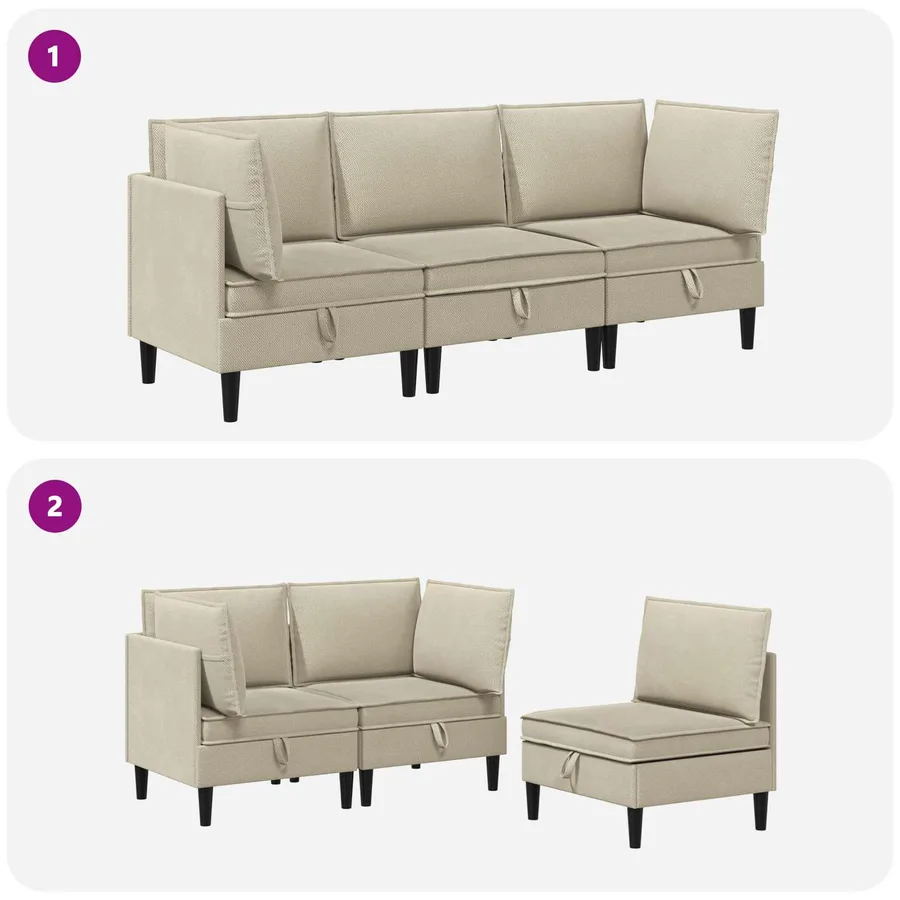 Ensemble de meubles pour le salon 3 pcs Sable Tissu - 8
