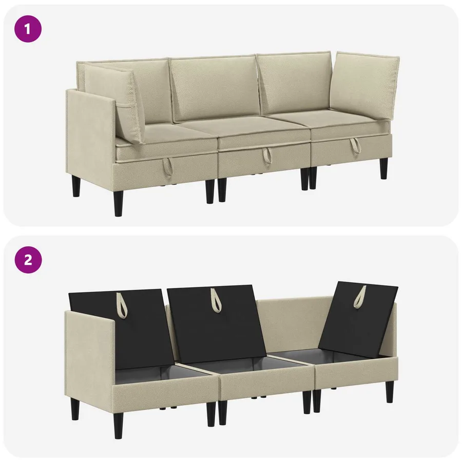 Ensemble de meubles pour le salon 3 pcs Sable Tissu - 9
