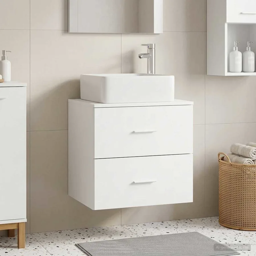 Vanité de lavabo mural Blanc 49,5 x 41 x 63 cm