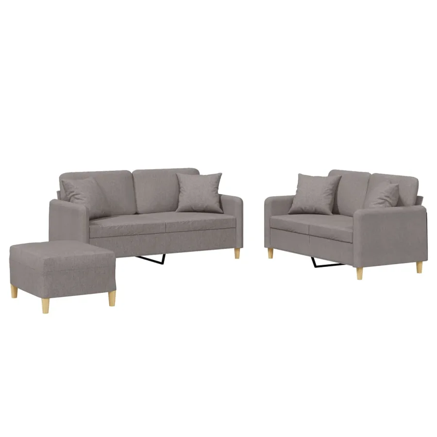 Ensemble de canapés 3 pcs avec coussins taupe tissu - 2