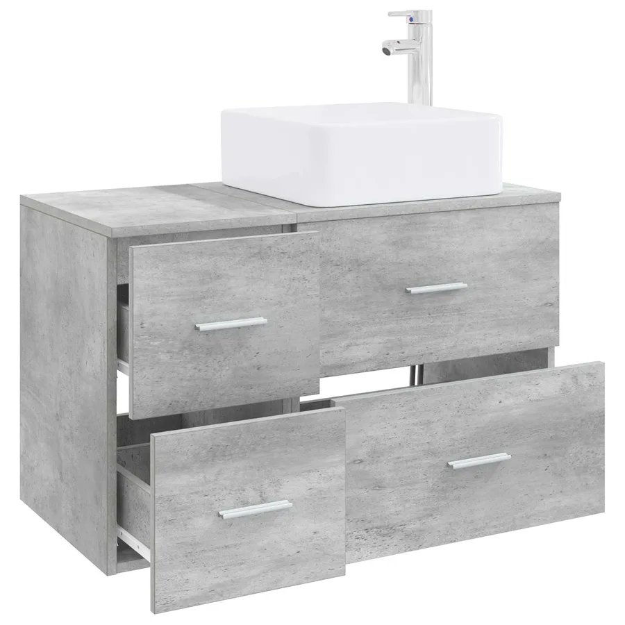 Ensemble de mobilier de salle de bain 2 pcs Gris béton - 3