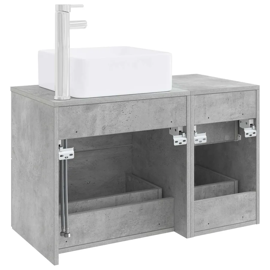 Ensemble de mobilier de salle de bain 2 pcs Gris béton - 5
