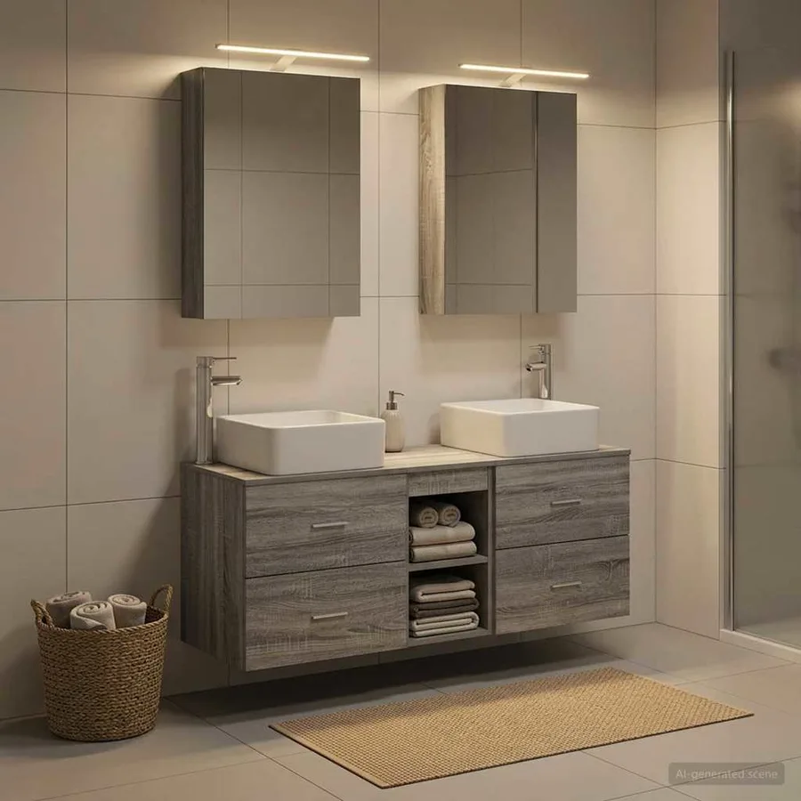 Ensemble de mobilier de salle de bain 5 pcs Sonoma gris - 4