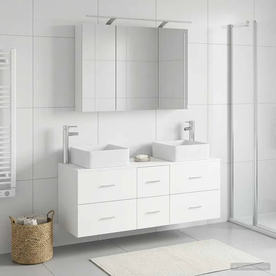 Ensemble de mobilier de salle de bain 4 pcs Blanc