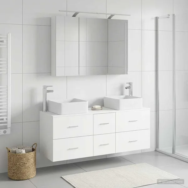 Ensemble de mobilier de salle de bain 4 pcs Blanc