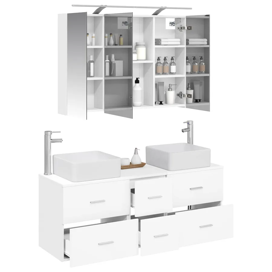 Ensemble de mobilier de salle de bain 4 pcs Blanc - 3